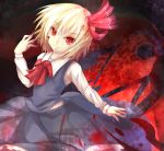 blonde_hair blood blood_on_face blood_on_hair hair_ribbon red_eyes ribbon rumia short_hair solo the_embodiment_of_scarlet_devil touhou wakame_mi youkai 