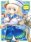  1girl bad_id blonde_hair blue_eyes blush bow dixie_cup_hat hair_bow hat mocchi monster_hunter monster_hunter_3_g receptionist_(monster_hunter_3_g) sailor solo thigh-highs thighhighs zettai_ryouiki 