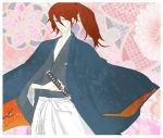  himura_kenshin japanese_clothes katana kimono long_hair male rurouni_kenshin samurai solo sword weapon 