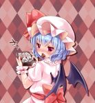  bat_wings blue_hair blush chocolate chocolate_heart food_in_mouth heart irori red_eyes remilia_scarlet short_hair solo tears tongue touhou valentine wings wrist_cuffs 