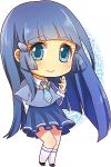  aoki_reika blue_eyes blue_hair chibi long_hair lowres moorina precure school_uniform skirt smile_precure! solo 