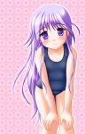  :3 blush child crossdressinging happiness! leaning_forward long_hair neopure purple_eyes purple_hair school_swimsuit swimsuit trap very_long_hair violet_eyes watarase_jun 