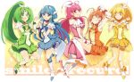  aoki_reika bad_id bike_shorts blonde_hair blue_hair boots cure_beauty cure_happy cure_march cure_peace cure_sunny green_hair hino_akane hoshizora_miyuki iyo_(kirakirahoshi) kise_yayoi long_hair magical_girl midorikawa_nao multiple_girls pink_hair ponytail precure red_hair redhead shorts_under_skirt skirt smile_precure! tiara title_drop tri_tails 