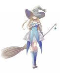  bare_shoulders blonde_hair blue_eyes braid broom cross hat kyabechi long_hair original white_background witch_hat 