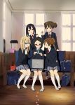  5girls computer flower hirasawa_ui k-on! laptop multiple_girls nakano_azusa okuda_nao ragho_no_erika saitou_sumire school_uniform short_hair suzuki_jun uwabaki 