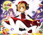  brown_hair camera card_captor_sakura cardcaptor_sakura child daidouji_tomoyo dress elbow_gloves gift gloves highres hoshi_no_tsue kerberos kinomoto_sakura li_meiling li_xiaolang magical_girl moon nekoko_(mono96) short_hair thigh-highs thighhighs wand wings 