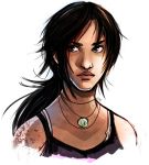  artist_request bare_shoulders brown_eyes brown_hair exmakina jewelry lara_croft lips long_hair necklace nose ponytail solo tomb_raider 
