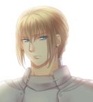  armor bedivere blonde_hair blue_eyes braid earrings fate/stay_night fate_(series) jewelry kanmuri_(hanyifan30338) male ponytail portrait solo white_background 