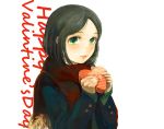  androgynous bangs black_hair bob_cut fate/zero fate_(series) gift green_eyes green_hair happy_valentine lips male parted_bangs scarf short_hair simple_background solo trap uni_(pixiv3369507) valentine waver_velvet white_background 
