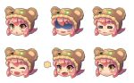  :&lt; :d =_= animal_costume annie_hastur bear_costume blush_stickers dakun fang league_of_legends open_mouth pink_hair shaded_face short_hair simple_background smile 