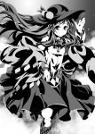 hat highres hinanawi_tenshi lens_flare long_hair looking_at_viewer monochrome simons62166 solo touhou 