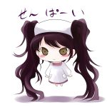  blush brown_eyes brown_hair chibi earrings hat jewelry kujikawa_rise persona persona_4 prehensile_hair smile solo translated translation_request two_side_up yume_shokunin 