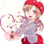  :d artist_request belt chocolate dress gloves hat heart itou_shiori jacket kurabayashi_aya mitsudomoe open_mouth skirt smile source_request valentine 