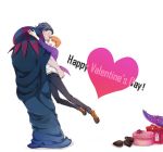  ^_^ caster_(fate/zero) chocolate chocolates closed_eyes eyes_closed fate/zero fate_(series) grey_hair happy_valentine heart hug jacket male multiple_boys orange_hair purple_jacket rabbit19 shoes sneakers tentacle tentacles uryuu_ryuunosuke valentine white_background 