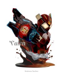 1boy armor brown_armor chocolate energy_gun gun highres holding holding_gun holding_weapon kamen_rider kamen_rider_gavv_(series) kamen_rider_valen male_focus obakelope0530 power_armor simple_background solo upper_body weapon white_background