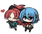  :t ^_^ blue_eyes blue_hair blush chibi closed_eyes eating eyes_closed food hair_ornament hair_ribbon hairclip hand_in_pocket hands_on_hips heart long_hair lowres mahou_shoujo_madoka_magica miki_sayaka multiple_girls pocky red_hair redhead ribbon sakura_kyouko school_uniform short_hair short_shorts shorts yanagi_(artist) yanagi_(nurikoboshi) 