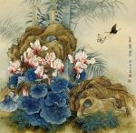  butterfly chinese copyright_request flower flower_request leaf liang_yansheng nature nib_pen_(medium) no_humans orchid plant scenery tagme_(flower) traditional_media 
