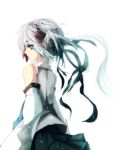  aqua_hair detached_sleeves hatsune_miku highres katuo1129 looking_back simple_background solo vocaloid white_background 