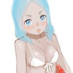  bad_id bikini_top blue_eyes blue_hair blush dark_skin higebu inazuma_eleven inazuma_eleven_(series) lips solo urabe_rika 