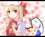  ascot blonde_hair flandre_scarlet hat heart red_eyes ribbon short_hair side_ponytail skirt solo the_embodiment_of_scarlet_devil tongue tongue_out touhou whitesesame wings 