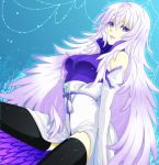  aquarion_evol bare_shoulders blue_eyes genderswap lipstick long_hair makeup mykage_towano seohatchi sitting thigh-highs thighhighs towano_mykage white_hair 