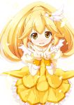  altivr blonde_hair cure_peace double_v highres kanzaki_sora kise_yayoi long_hair magical_girl petals ponytail precure ribbon skirt smile_precure! solo v wrist_cuffs yellow_eyes 