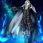  alucard alucard_(cosplay) blue_fire boots cape castlevania castlevania:_symphony_of_the_night cravat crouton256 fire gloves grey_hair hair_ornament hairclip lips long_coat long_hair look-alike male parody solo tiger_&amp;_bunny trench_coat wavy_hair yuri_petrov 