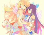  angel_wings artist_request blonde_hair blue_eyes bow drawr frills hair_bow long_hair multicolored_hair multiple_girls nail_polish panty_&amp;_stocking_with_garterbelt panty_(psg) smile stocking_(psg) two-tone_hair two-tone_hait wings 