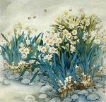  chinese cloud copyright_request daffodil flower flower_request leaf liang_yansheng nature nib_pen_(medium) no_humans rock scenery traditional_media tree 