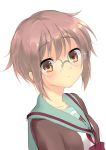  brown_eyes cardigan dai_(uhyoko1102151) glasses grey_hair nagato_yuki school_uniform serafuku suzumiya_haruhi_no_yuuutsu 