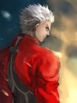 archer bad_id dark_skin fate/stay_night fate_(series) grey_eyes jacket male red_jacket solo sousitesekaiha white_hair 