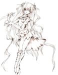  boots detached_sleeves eyepatch kirakishou lace_up_boots lineart original redjuice rose rozen_maiden sketch twintails very_long_hair 
