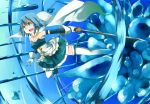  action attack blue_eyes blue_hair cape detached_sleeves gloves hair_ornament hairclip highres hydrokinesis mahou_shoujo_madoka_magica miki_sayaka open_mouth skirt solo soudayu sword thigh-highs thighhighs water weapon white_gloves white_legwear zettai_ryouiki 