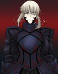  armor armored_dress blonde_hair dress fate/stay_night fate_(series) highres ladymarta pale_skin payot puffy_sleeves saber saber_alter solo white_hair yellow_eyes 