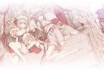  bare_shoulders barefoot bat_wings bed blonde_hair bloomers blue_hair camisole canopy_bed chemise crescent flandre_scarlet hat hat_ribbon holding_hands long_hair lying miyuki_ruria multiple_girls nightgown on_back patchouli_knowledge purple_hair red_eyes remilia_scarlet ribbon short_hair siblings sisters standing touhou underwear underwear_only wings wrist_cuffs 