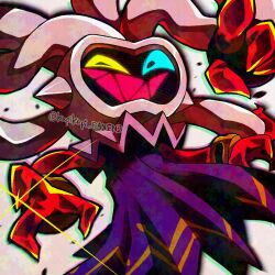  commentary_request crazy_smile heterochromia looking_at_viewer mario_&amp;_luigi:_brothership mario_&amp;_luigi_rpg neck_ruff object_head reclusa_(mario) smile solo sparkle super_mario_bros. tangmogan_(ffme8438) tentacles twitter_username 