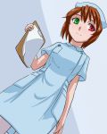  clipboard from_below heterochromia kurai_(cry) nurse pantyhose rozen_maiden short_hair solo souseiseki 