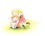  brown_hair colored_pencil_(medium) graphite_(medium) hidamari_sketch miyako neko_tarou traditional_media ume-sensei wide_face yuno |_| 