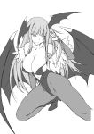  amei_sumeru armpit ass bat_wings boots breasts bursting_breasts capcom cleavage darkstalkers demon_girl elbow_gloves fingerless_gloves gloves head_wings headwings huge_breasts large_breasts leotard long_hair monochrome morrigan_aensland pantyhose succubus vampire_(game) very_long_hair wide_hips wings 