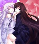  2girls alice_(pandora_hearts) braid brown_hair hand_holding long_hair pandora_hearts pink_eyes very_long_hair violet_eyes white_hair will_of_the_abyss 