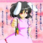  black_hair brown_hair bunny_ears bunny_tail carrot confession imomusya inaba_tewi inomusya jewelry necklace pov rabbit_ears red_eyes tail touhou translated 