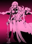  flower gegenanz glasses gradient gradient_background himemiya_anthy lipstick monochrome pink pink_background pink_eyes red_rose rose shoujo_kakumei_utena sword tenjou_utena weapon white_rose 