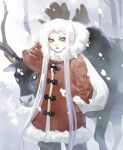  blue_eyes christmas long_hair okazaki_takeshi reindeer santa_costume snow very_long_hair white_hair 