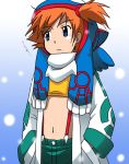  hand_in_pocket hands_in_pockets jacket kakkii kasumi_(pokemon) kyogre midriff navel orange_hair pokemon scarf side_ponytail solo suspenders 