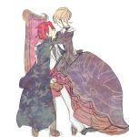  beatrice blonde_hair cape dress red_hair sketch umineko_no_naku_koro_ni ushiromiya_battler yo_yuma 