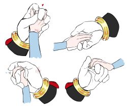  1boy 1girl bei_(dali6006) commentary_request gloves hand_blush hand_focus highres holding_hands interlocked_fingers maria_robotnik shadow_the_hedgehog simple_background sonic_(series) white_background white_gloves 