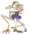  dancing eyes frog hat legs moriya_suwako red_eyes short_hair simple_background thigh-highs thighhighs touhou white_background 