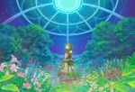  garden glowing grass hiko_(scape) nature outer_space robot sky smile space star star_(sky) starry_sky tree watering_can 