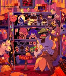  1other ace_(playing_card) ace_of_spades artist_name axe basket c._round cage card cat character_doll checkered_floor checkers_piece clover_(deltarune) commentary_request crescent_moon crown delta_rune_(symbol) deltarune doll egg fabric indoors jester jevil king_(deltarune) kris_(dark_world)_(deltarune) kris_(deltarune) lancer_(deltarune) moon picture_frame playing_card puzzle_piece ralsei ralsei_(hat) rouxls_kaard rudinn_(deltarune) seam_(deltarune) spade_(shape) spade_card star_(symbol) stuffed_toy susie_(dark_world)_(deltarune) susie_(deltarune) sword taharu_(papiyas) the_original_starwalker utdr_(toby_fox) weapon yarn yarn_ball 
