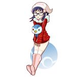  1girl boots coat glasses hair_ornament hairclip hat hikari_(pokemon) hikari_(pokemon)_(remake) jonathan_kim kneehighs piplup poke_ball pokemon pokemon_(creature) socks 